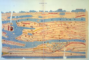 Tablica Peutingera przedstawiająca rzymskie sposoby w Egipcie i Turcji. Mapa drogowa z XIII wieku na podstawie mapy Cesarstwa Rzymskiego z III wieku. Paryż, BN. autorstwa Unknown artist