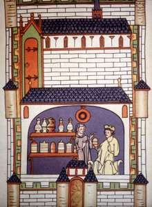 Apteka w opactwie w XIII wieku - w „Chirurgii” Ruggero di Salerno. autorstwa Unknown artist