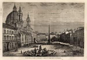 Piazza Navona, zbudowany na ruinach stadionu Domicjana z I wieku, jest dumą barokowego Rzymu, z fontanną 4 rzek, wybudowaną w latach 1648-1651 według projektu Berniniego (1598-1620) i kościół św. Agnieszki, batie bet autorstwa Unknown artist