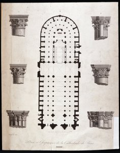 Plan i stolice katedry Notre Dame (Notre-Dame) w Paryżu. 19 wiek. autorstwa Unknown artist