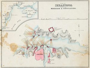 „„Mapa Sewastopola z fortyfikacjami i wałami obronnymi, Krym”” autorstwa Unknown