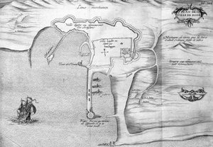 Plan Rodos (Rodos) - w „Podróży de levant dokonanej na polecenie króla w roku 1621””, zredagowanej w 1629 r. (za panowania Ludwika XIII Le Juste) autorstwa Unknown artist