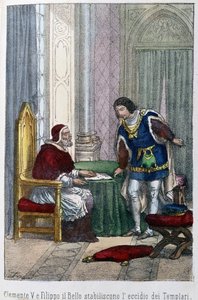 Papież Klemens V i Filip IV Bel, król Francji, postanowili wyeliminować templariuszy autorstwa Unknown artist