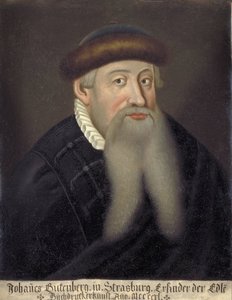 Portret Johannesa Gensfleischa dit Gutenberga (1394/99-1468), niemieckiego drukarza (Portret Johannesa Gutenberga) - peinture anonymous du 17eme siecle - Keio University Library autorstwa Unknown artist