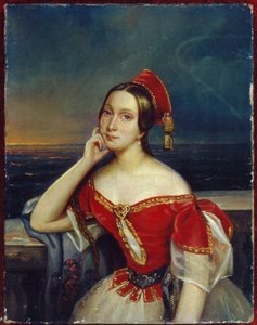 Portret baletnicy Marie Taglioni (1804-1884) (Portret baletnicy M. Taglioni). Obraz anonimowy, olej na płótnie. Portret XIX w., romantyzm. Państwowe Centralne Muzeum Teatralne im. A. Bachruszyna, Moskwa. autorstwa Unknown artist