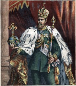 Portret u stóp Aleksandra III (1845-1895), rycina cesarza Rosji z 1892 r. autorstwa Unknown artist