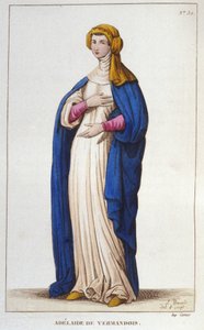 Portret Adelajdy z Vermandois (1065-1024). Dynastia Kapetów. Grawerowanie z 1830 roku. autorstwa Unknown artist