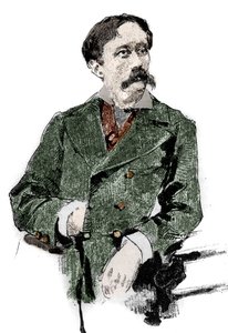 Portret Arrigo (lub Enrico) Boito (1842-1918), włoskiego librecisty, autora libretta „Otella” (Otella) Giuseppe Verdiego. Grawerowanie w „Le monde słynny”” autorstwa Unknown artist
