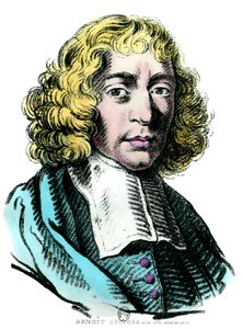 Portret Barucha de Spinozy (1632 - 1677) Holenderski filozof, znany również jako Bento de Espinosa lub Benedictus de Spinoza lub Benoit de Spinoza. Rycina z XVII wieku. Dz. Udać się. autorstwa Unknown artist