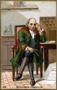 Portret Benjamina Franklina (1706 - 1790). Chromolitografia z końca XIX wieku. autorstwa Unknown artist