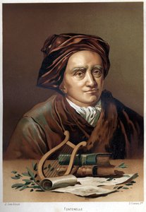 Portret Bernarda Le Bouyera (Boviera) autorstwa Fontenelle (1657-1757). Chromolitografia z końca XIX wieku. na podstawie „Nauka i jej ludzie” Louisa Figuiera. Barcelona 1881 autorstwa Unknown artist