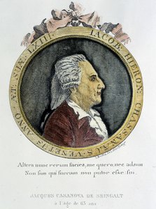 Portret Casanovy (1725 - 1798) - portret na frontyspisie, w „Historii mojej ucieczki z więzień Republiki Weneckiej”, napisanym do Dux w Czechach autorstwa Unknown artist