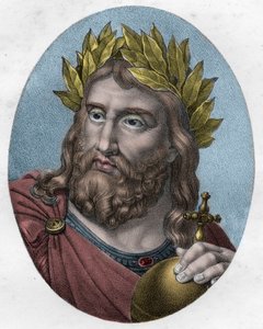 Portret Karola Wielkiego (Karol I zwany Wielkim, Carolus Magnus, 742-814), Król Franków - Karol Wielki, Król Franków - rycina autorstwa Unknown artist