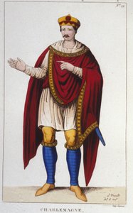 Portret Karola Wielkiego lub Karola I Wielkiego (742 - 814) grawerowany król franków 1830 autorstwa Unknown artist