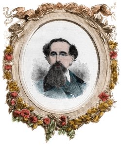 Portret Karola Dickensa (1812-1870) angielskiego powieściopisarza, rycina autorstwa Unknown artist