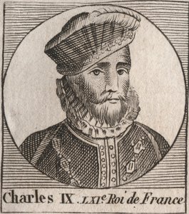 Portret Karola IX (1550-1574), króla Francji - Karola IX króla Francji od 1560 do 1574 - grawerunek z „Instruction sur l