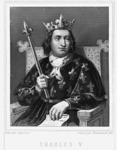 Portret Karola V Mędrca (1338 - 1380), króla Francji - w „Histoire des Français” Lavallée, rycina, sd. autorstwa Unknown artist