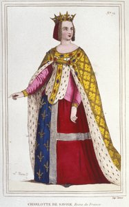 Portret Charlotte de Savoy 1445 -1483 Królowa Francji od 1461 do 1483 Narzeczona Ludwika XI (Le Prudent) w 1451 grawerowanie 1830 autorstwa Unknown artist