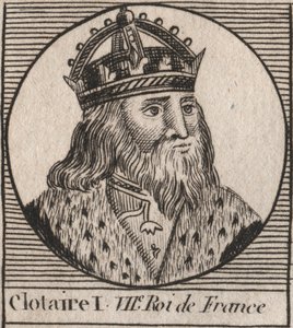 Portret Clothaire I (497 - 561), króla Neustrii i króla Franków - Clothar I, King of the Franks - rycina z „Instruction sur l