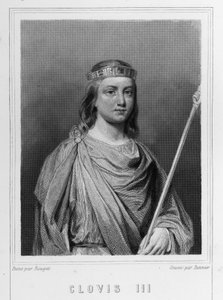 Portret Clovisa III (? - 695), króla Austrazji - w „Histoire des Français” Lavallée, rycina, sd. autorstwa Unknown artist