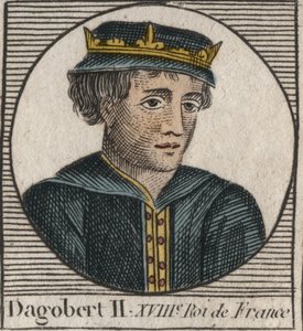 Portret Dagoberta II, króla franków od 711 do 716 - Dagobert II (676-679), króla Austrazji - rycina z „Instruction sur l