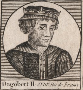 Portret Dagoberta II, króla franków 711a 716 - Dagoberta II (676-679), króla Austrazji - grawerunek z „Instruction sur l