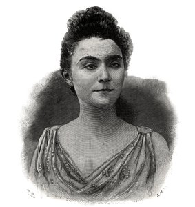 Portret Emmy Laure Esther Guilbert, dit Yvette Guilbert (1865-1944) Francuska śpiewaczka koncertu kawowego - Grawerowanie z 1892 r. autorstwa Unknown artist