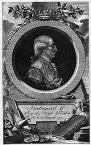 Portret Ferdynanda I z Obojga Sycylii (lub Ferdynanda IV Neapolitańskiego) (1751-1825) - XIX-wieczna rycina autorstwa Unknown artist