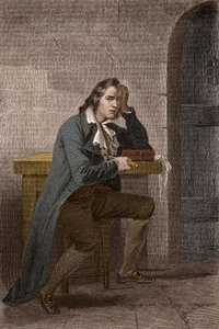 Portret Francois Babeufa dit Gracchusa (1760-1797), francuskiego rewolucjonisty, dźgającego się - Anonimowy grawer autorstwa Unknown artist