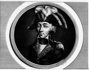 Portret Francois Hanriot (1761-1794), rewolucjonista francuski - Grawerowanie w „”Kompletny zbiór historycznych obrazów rewolucji francuskiej, w trzech tomach””” 1804 autorstwa Unknown artist