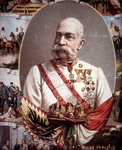 Portret Franciszka Józefa I (1830 -1916). Cesarz Austrii i król Węgier. chromolitografia z końca XIX wieku.. autorstwa Unknown artist