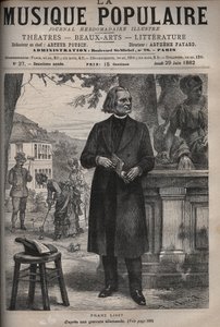 Portret Franciszka Liszta (1811-1886), węgierskiego kompozytora, pianisty i dyrygenta (Franz Liszt, węgierski kompozytor, pianista i dyrygent) grawer w znakomitym tygodniku „Muzyka popularna”” - 1882 autorstwa Unknown artist