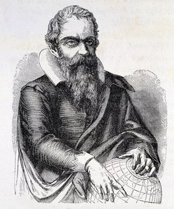 Portret Galileo Galilei dit Galileo (1564 - 1642), rycina XIX wiek. autorstwa Unknown artist