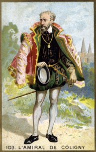 Portret Gasparda de Châtillon, Sire de Coligny (1519 - 1572), admirała Francji. Chromolitografia XIX wieku. autorstwa Unknown artist