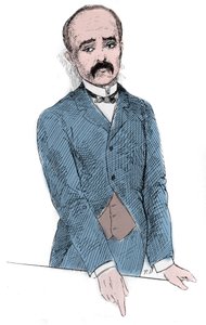 Portret Georgesa Benjamina Clemenceau (1841-1929) Francuskiego polityka podczas dyskusji w sprawie Tonkina i Francji. Grawerowanie w „”Le Monde Illustré”” autorstwa Unknown artist