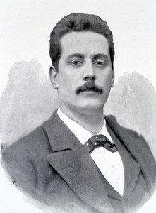 Portret Giacomo Pucciniego, włoskiego kompozytora (1858-1924), grawerowanie XIX wieku. autorstwa Unknown artist