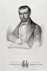 Portret Giuseppe Saverio Mercadante (1795-1870), włoskiego kompozytora Litografia. 19 wiek. Bolonia, miejskie muzeum muzyki autorstwa Unknown artist