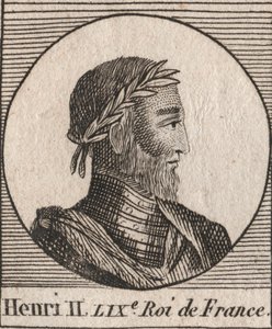 Portret Henryka II (1519-1559) Król Francji - Henryk II (1519-59), król Francji - grawerowanie z „Instruction sur l