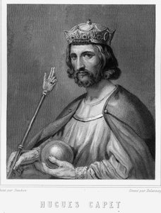 Portret Hugues I Capet (v. 941 - 996), księcia Francji, a następnie króla Francji - w „Histoire des Français” Lavallée, rycina, sd. autorstwa Unknown artist