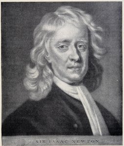 Portret Isaaca Newtona jest zbliżony do oryginału zachowanego w Obserwatorium Berlińskim. autorstwa Unknown artist