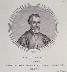 Portret włoskiego kompozytora Felice Anerio (Grawerowanie autorstwa Unknown artist