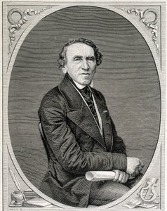 Portret Jakoba Liebmanna Beera, znanego jako Giacomo Meyerbeer (1791 - 1864), niemieckiego kompozytora. Grawerowanie XIX wieku. autorstwa Unknown artist