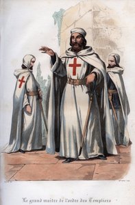 Portret Jakuba z Molay (Jacques de Molay) (Molai) (1243-1314), wielkiego mistrza templariuszy. Rycina z 1842 roku w „Histoire des Popes” Maurice
