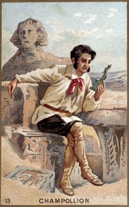 Portret Jeana François (Jean-Francois) Champollion, dit le Jeune (1790 - 1832) francuski egiptolog. Chromolitografia XIX wieku. autorstwa Unknown artist