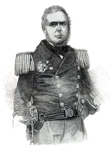 Portret Johna Pascoe Grenfella (1800-1869) oficera marynarki wojennej i dyplomaty Cesarstwa Brazylii - Grawerowanie 1852 autorstwa Unknown artist