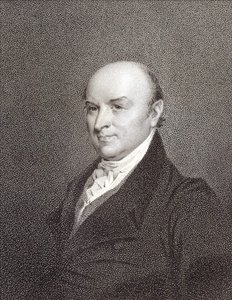 Portret Johna Quincy Adamsa (1767 - 1848), syna prezydenta Johna Adamsa i prezydenta Stanów Zjednoczonych (1825 - 1829). Grawerowanie sd. 19 wiek. autorstwa Unknown artist