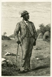 Portret króla Seppopo z Zambeze (dzisiejsza Afryka Południowa), ubranego w stylu europejskim, rycina P. Dufoura, ilustrująca opowieść „Au pays des Marutses”, w latach 1875-1879, autorstwa dr. Emile Holuba (1847- 1902). Opublikowano w Tour du monde, 2. seme autorstwa Unknown artist