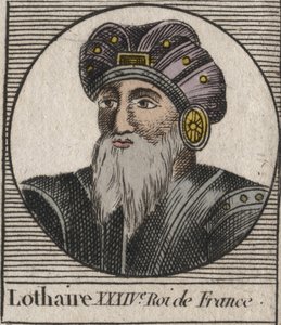Portret Lotara (941-986), Król Franków - Lothair (941-986) Król Francji - grawer z „”Instruction sur l’Histoire de France”” Charlesa Constanta Le Tellier 1821 autorstwa Unknown artist