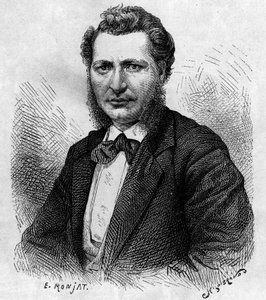 Portret Louisa Riela (1844-1885), kanadyjskiego polityka i obrońcy ludu Metis. Grawerowanie w „Le journal de la jeunesse”” autorstwa Unknown artist