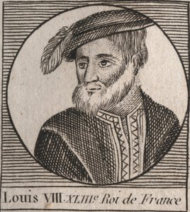 Portret Ludwika VIII (1187-1226) dit le Lion, roi de France - Ludwik VIII Lew (1187-1226) Król Francji od 1223 do 1226 - grawerunek z „Instruction sur l